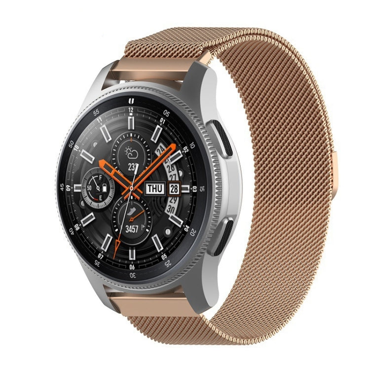 46mm smartwatch with champagne gold Milanese mesh stainless strap, black dial