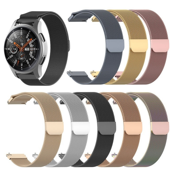 Collection of Milanese mesh stainless watch straps in multiple colors
