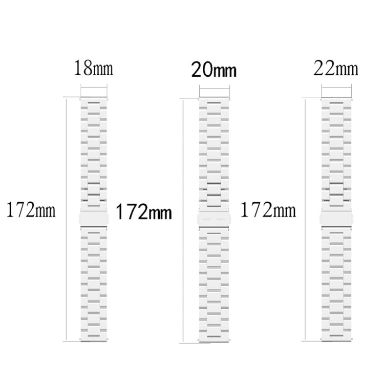 Watch strap size chart: 18mm, 20mm, 22mm widths with 172mm length