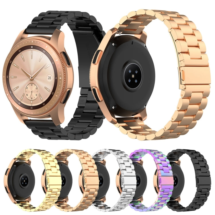 Three-bead stainless steel watch wrist straps set in multiple colors for 20mm