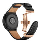 Leather watch strap with butterfly buckle, black band with rose gold-tone clasp