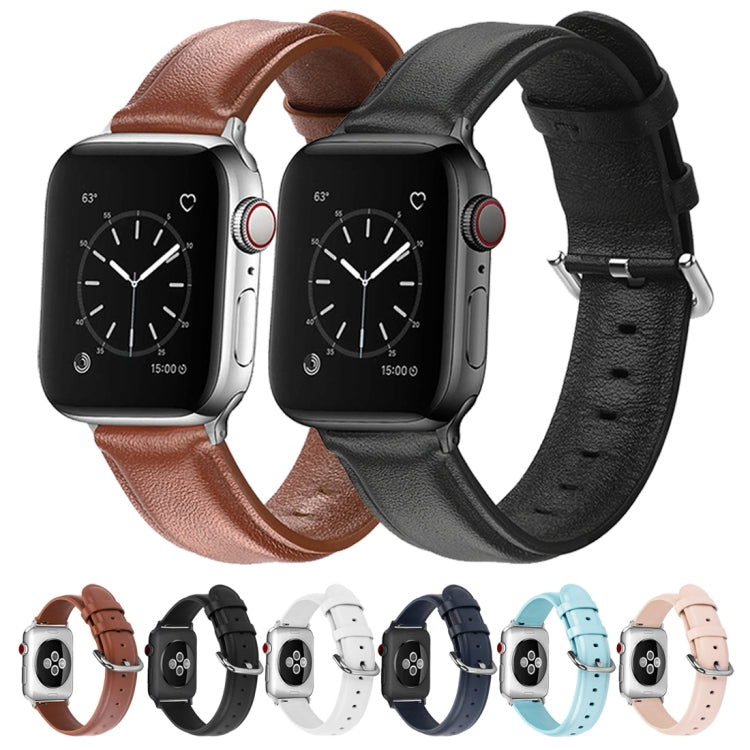 Two-tone set of leather watch straps with perforated holes and metal buckles for smartwatch