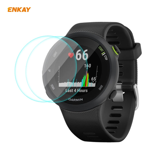 2-piece tempered glass screen protectors for a black Garmin smartwatch, curved edge fit