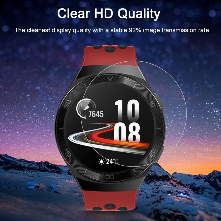 Tempered glass screen protector film on smartwatch screen, fully covering display