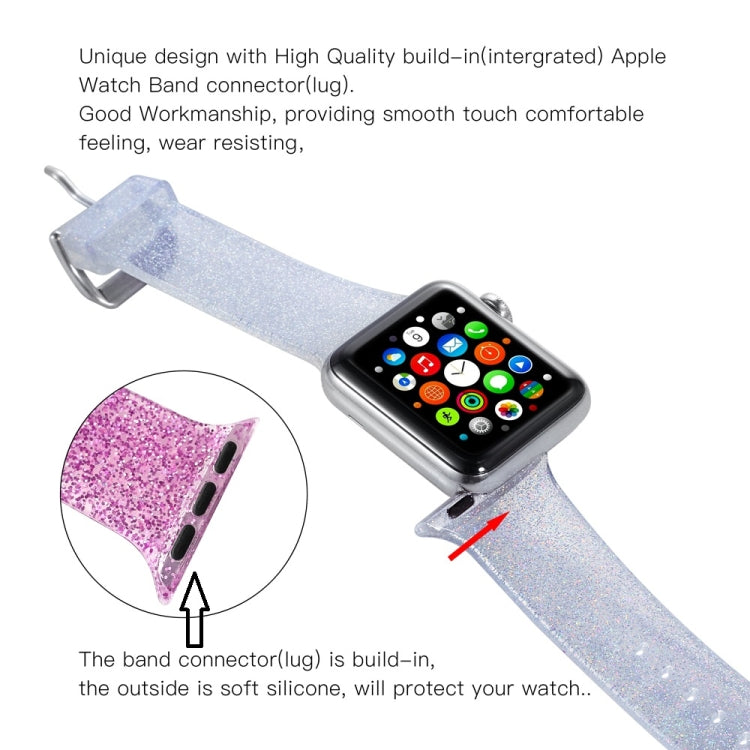 Light blue glitter silicone watch band with integrated connector and soft band finish