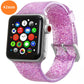 Glitter silicone watch strap with purple band and clear clasp for 42mm