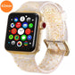 Glitter silicone watch strap with gold-tinted clear band and gold-toned clasp