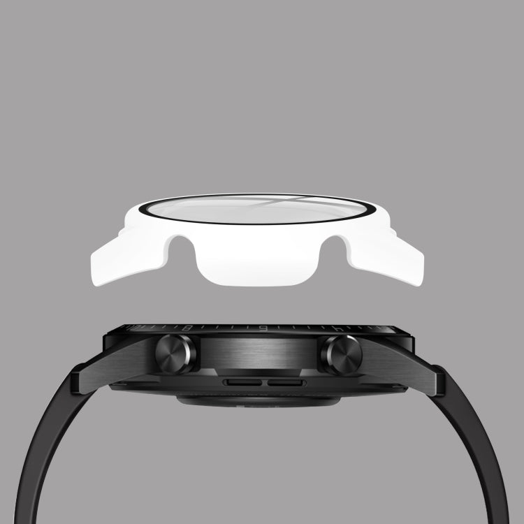 Huawei Watch GT2 46mm tempered glass film protective shell, white raised side cover