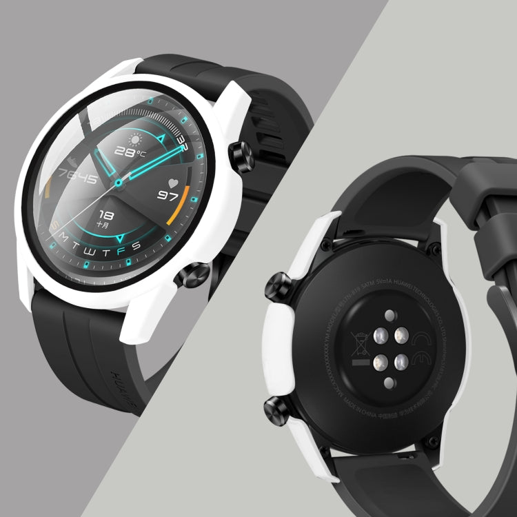 Huawei Watch GT2 46mm tempered glass film and protective shell set, white and dark frames