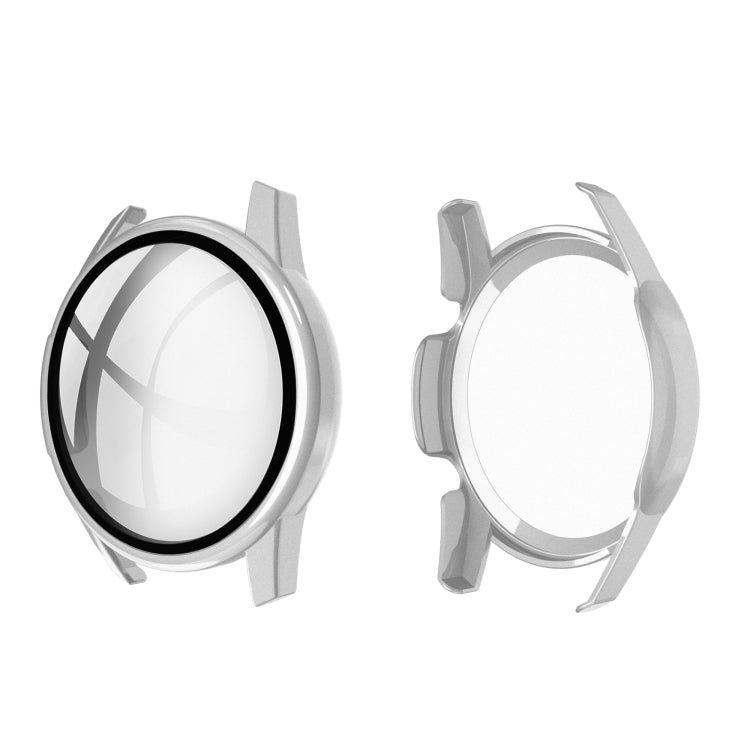 Huawei Watch GT2 46mm protective screen case shell with clear tempered glass film, silver