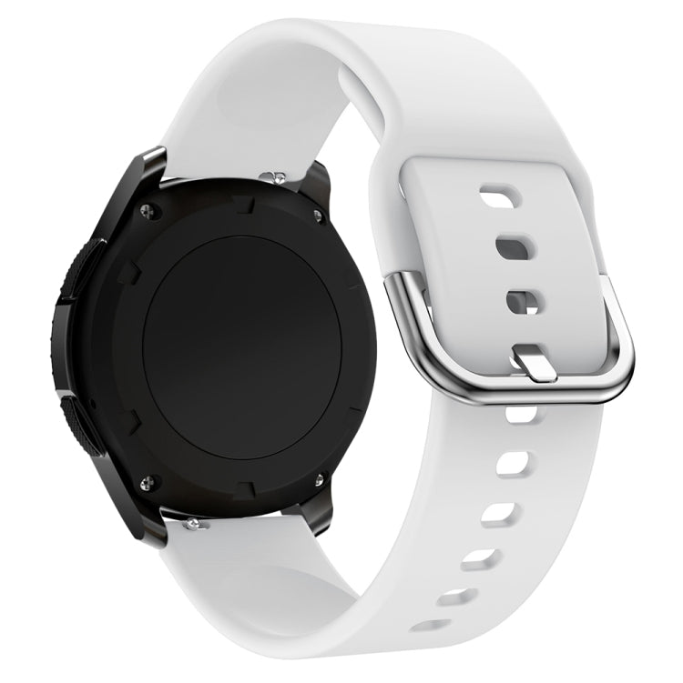 White silicone smartwatch strap with metal buckle and punched adjustment holes