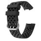 Black hollow silicone replacement wristband with perforated lattice pattern and clasp