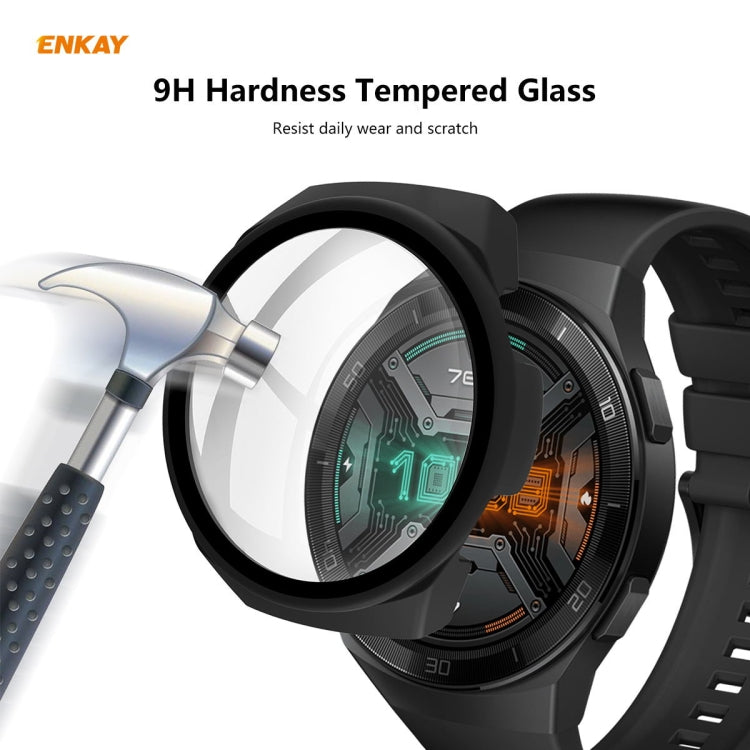 ENKAY full-coverage case with tempered glass film, black smartwatch protector