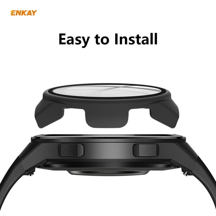 ENKAY frosted case with tempered glass film, raised bezel for smartwatch protection