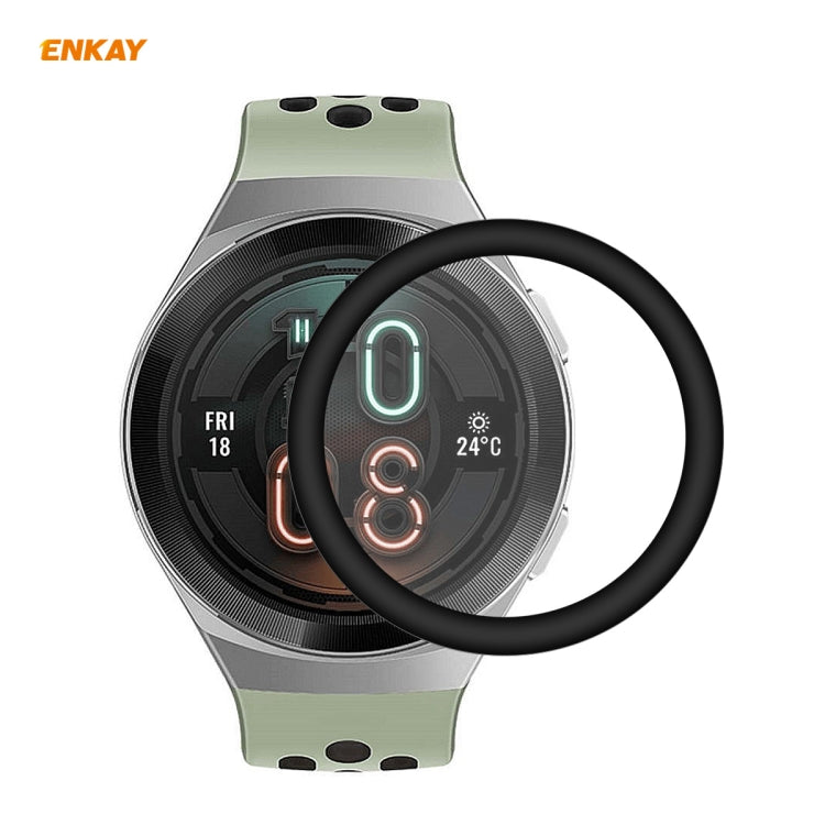 Huawei Watch GT 2e 46mm screen protector film on silver watch, curved black ring