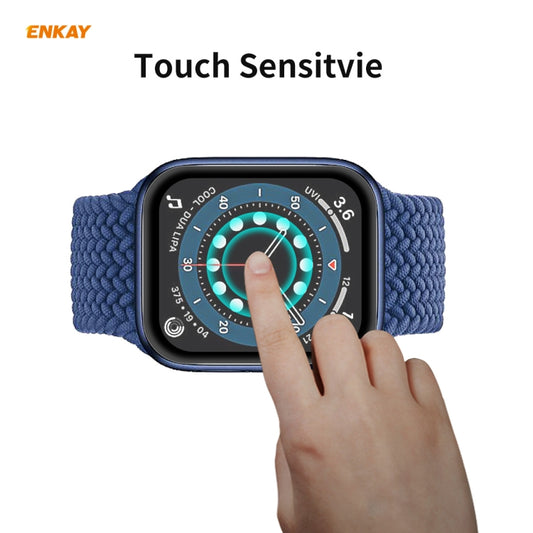 ENKAY curved PET screen protector film on Apple Watch 44mm, finger touch on display