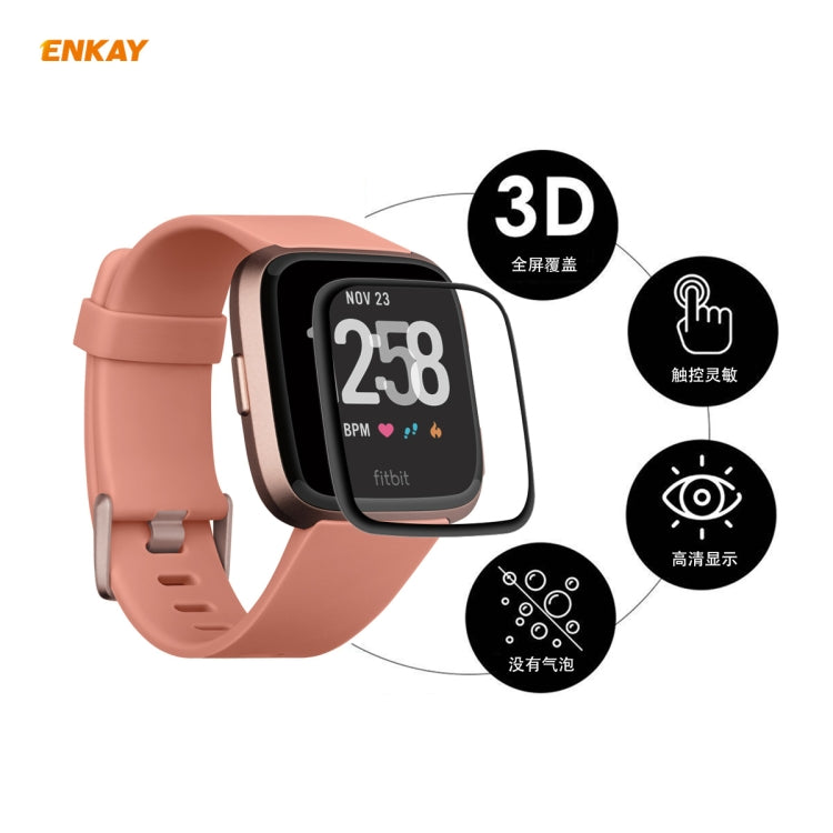 Smartwatch with ENKAY 3D full screen protector film, with feature icons.