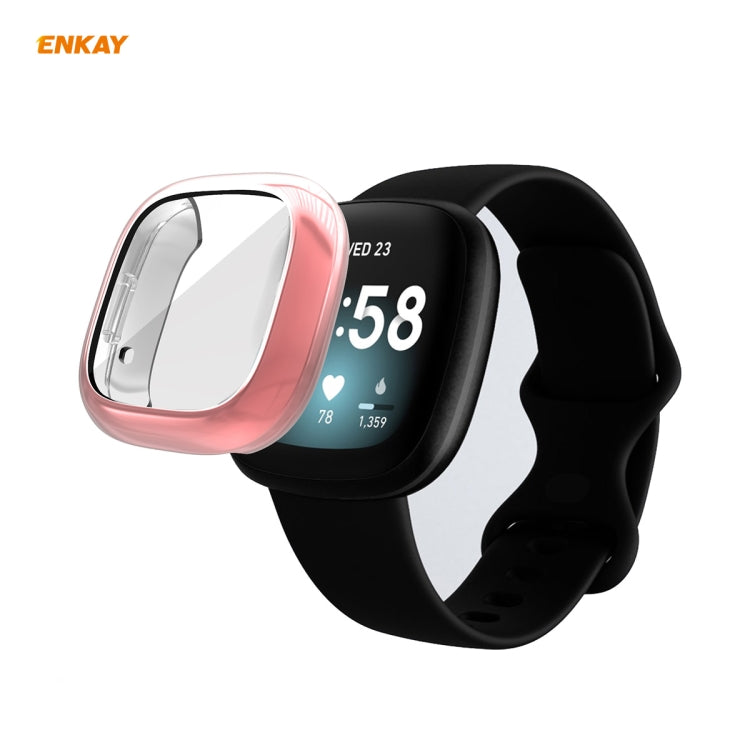 Rose-pink electroplate TPU case covering smartwatch screen and edges