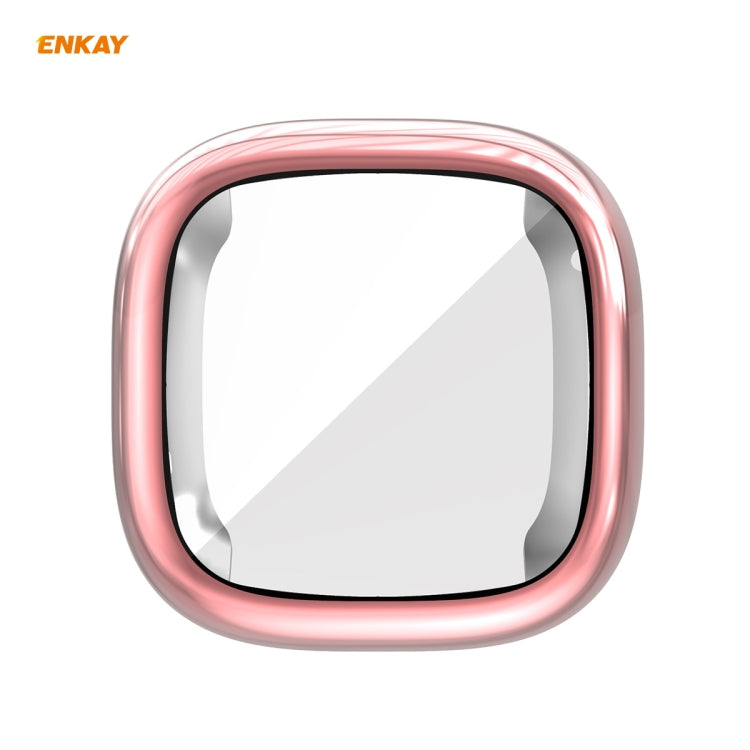 Rose-pink electroplate TPU smartwatch case with clear front window