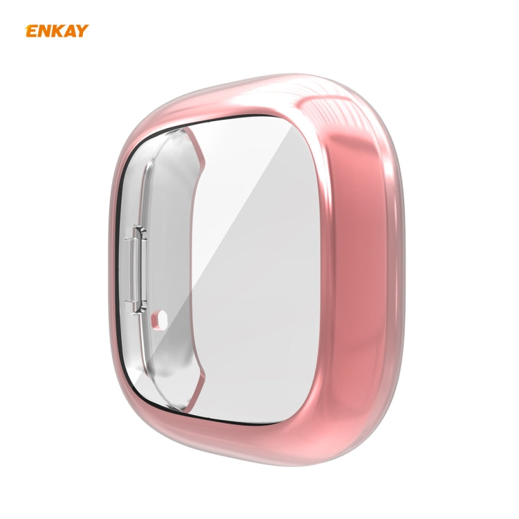 Rose-pink electroplate TPU smartwatch case, clear protective front