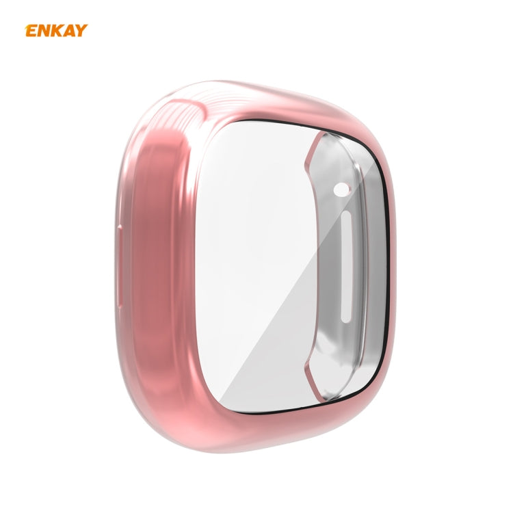 Rose-pink electroplate TPU smartwatch case shown from the side