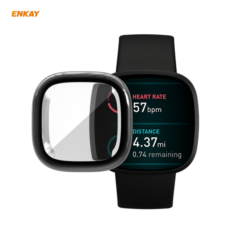 Full-coverage TPU smartwatch case with black frame for Fitbit Versa 3/Sense