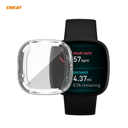 Fitbit Versa 3/Sense transparent full-coverage TPU smartwatch case, clear cover