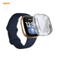 Fitbit smartwatch transparent TPU case shown on wrist with clear protective cover