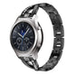 Black diamond-studded stainless steel watch strap with X-shaped center