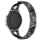 Stainless steel watch strap with X-shaped diamond insets in black and silver