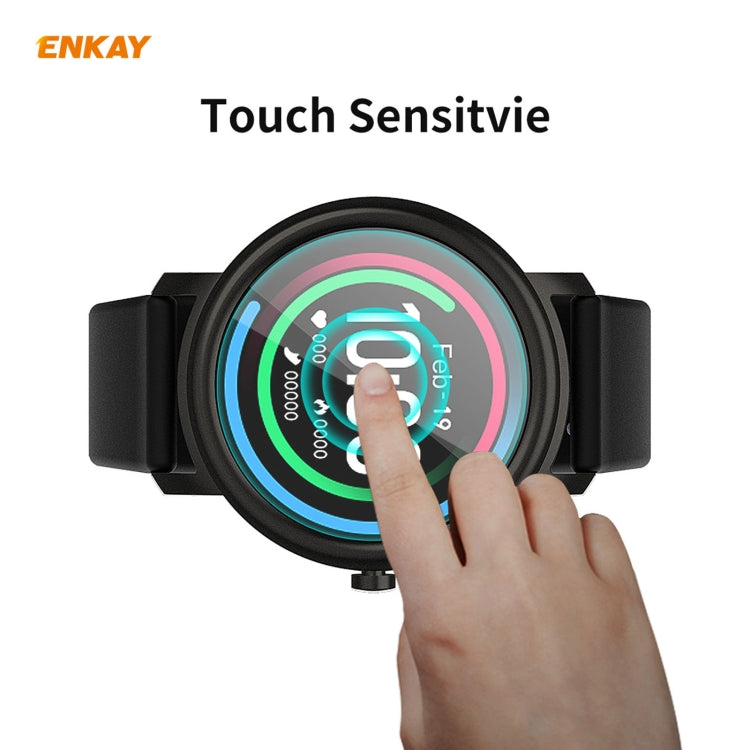 ENKAY curved tempered glass screen protector with touch finger on smartwatch display