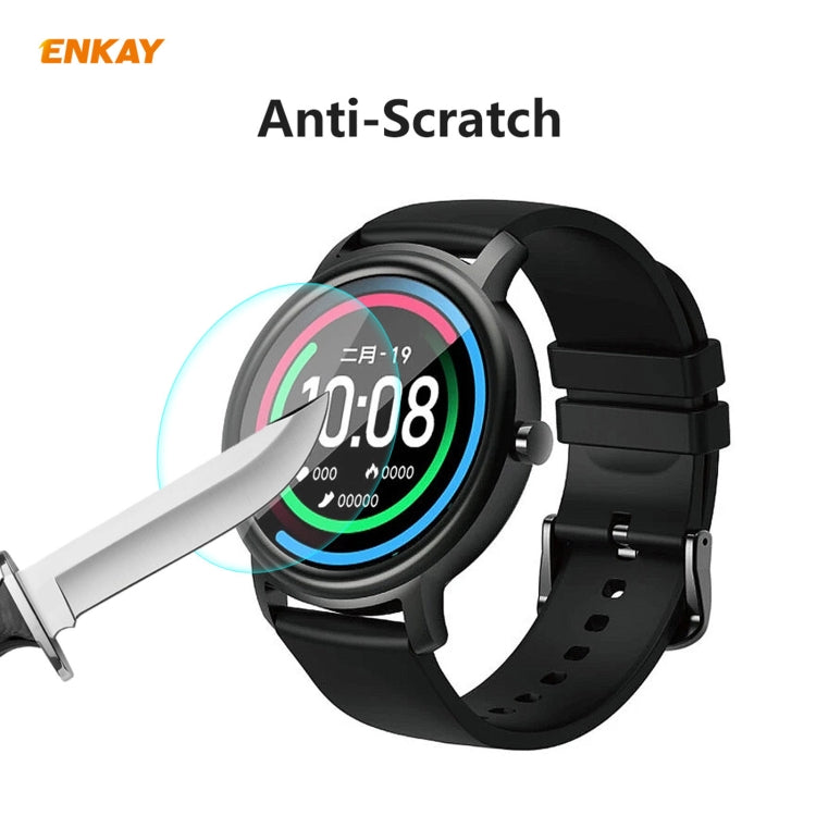 ENKAY curved tempered glass screen protector with anti-scratch test on smartwatch