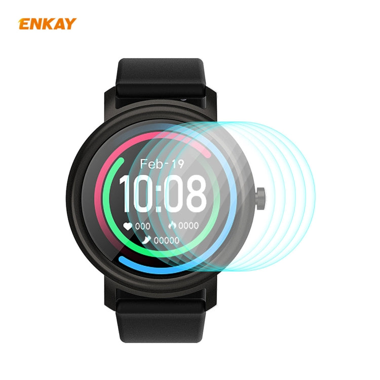 Curved tempered glass screen protector on black smartwatch with multiple blue waves