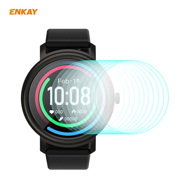 Curved tempered glass screen protector on black smartwatch with wide blue wave effect