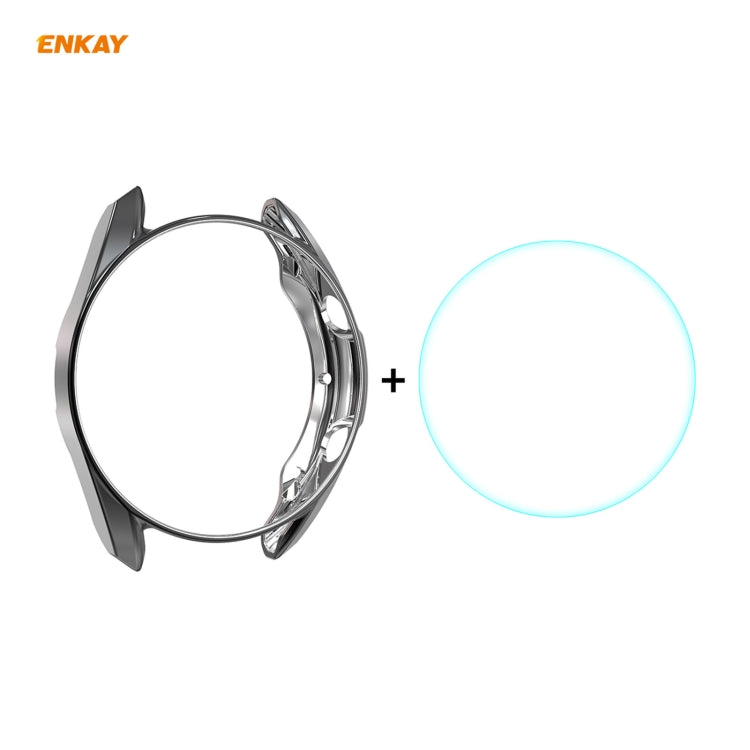 Black TPU smartwatch case with clear 2.15D tempered glass screen protector