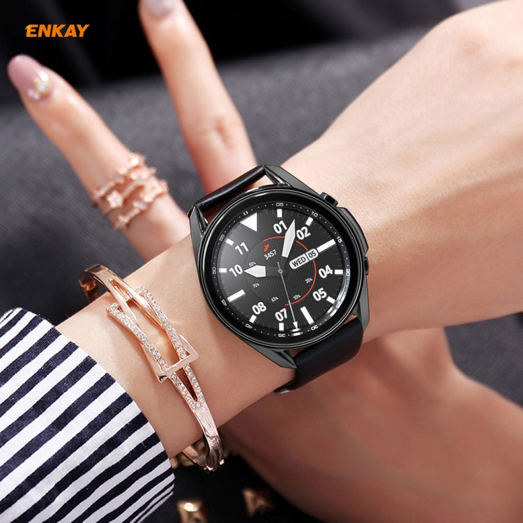 Black TPU smartwatch case with tempered glass screen protector for Galaxy Watch 3 45mm
