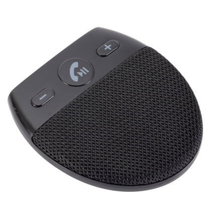 Compact black car speaker with mesh grille and volume controls on top