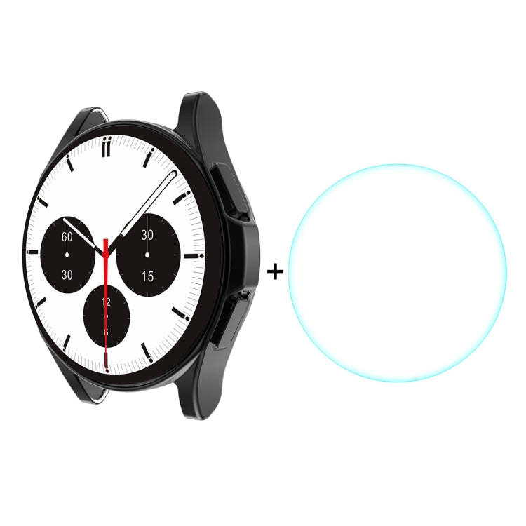 Black TPU bumper case and clear tempered glass protector for Galaxy Watch4 Classic 46mm