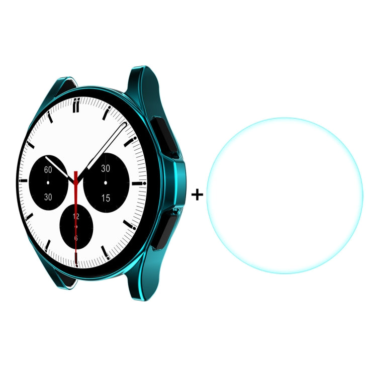 Cyan TPU bumper case and clear tempered glass protector for Galaxy Watch4 Classic 46mm