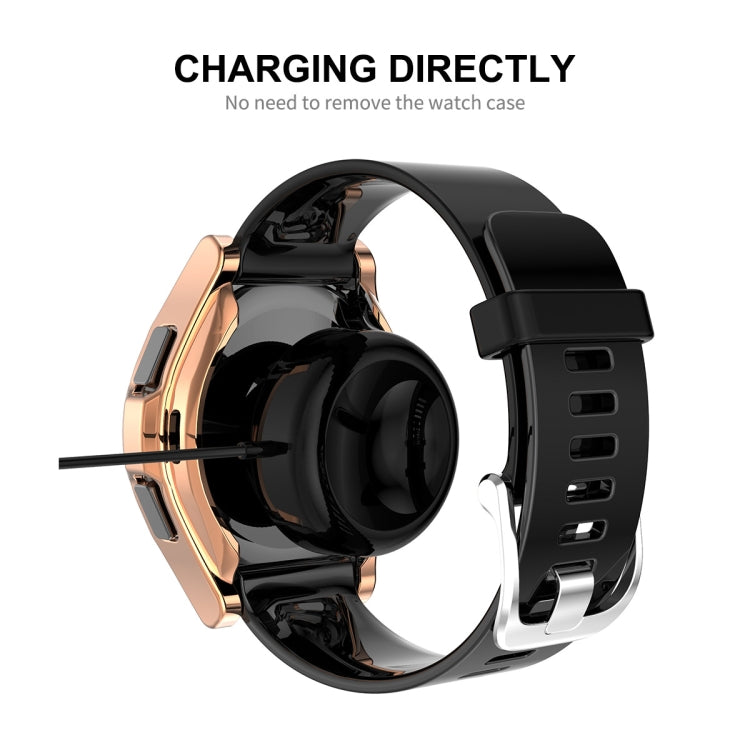 Black TPU watch case with rose gold frame for Galaxy Watch4 Classic 46mm, charging-ready