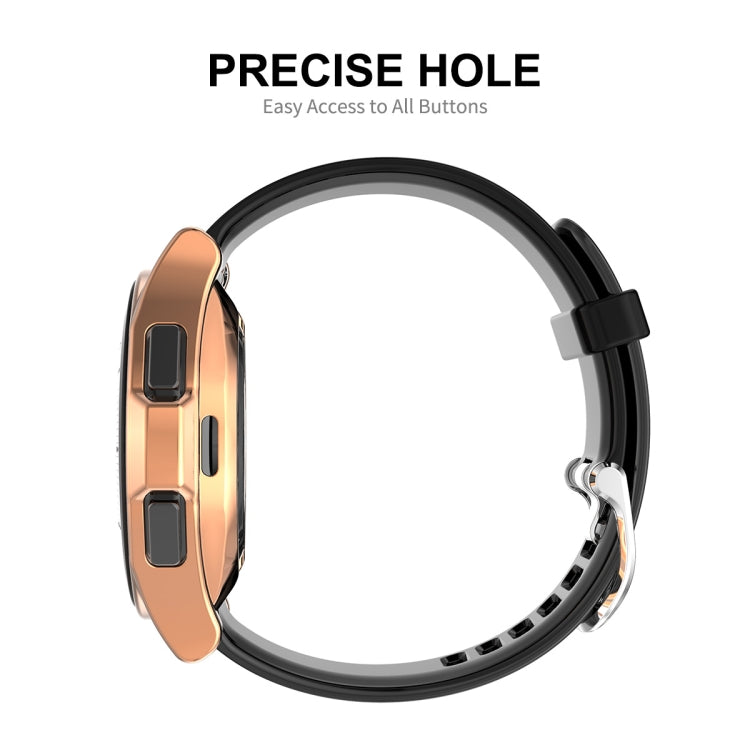 Black TPU bumper case with rose gold edge for Galaxy Watch4 Classic 46mm, button holes