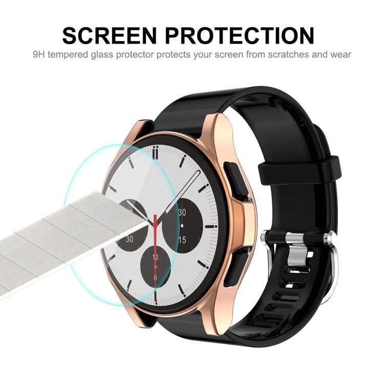 Tempered glass screen protector with rose gold TPU bumper case for Galaxy Watch4 Classic 46mm