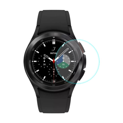 Tempered glass screen protector on black smartwatch face with curved edge overlay
