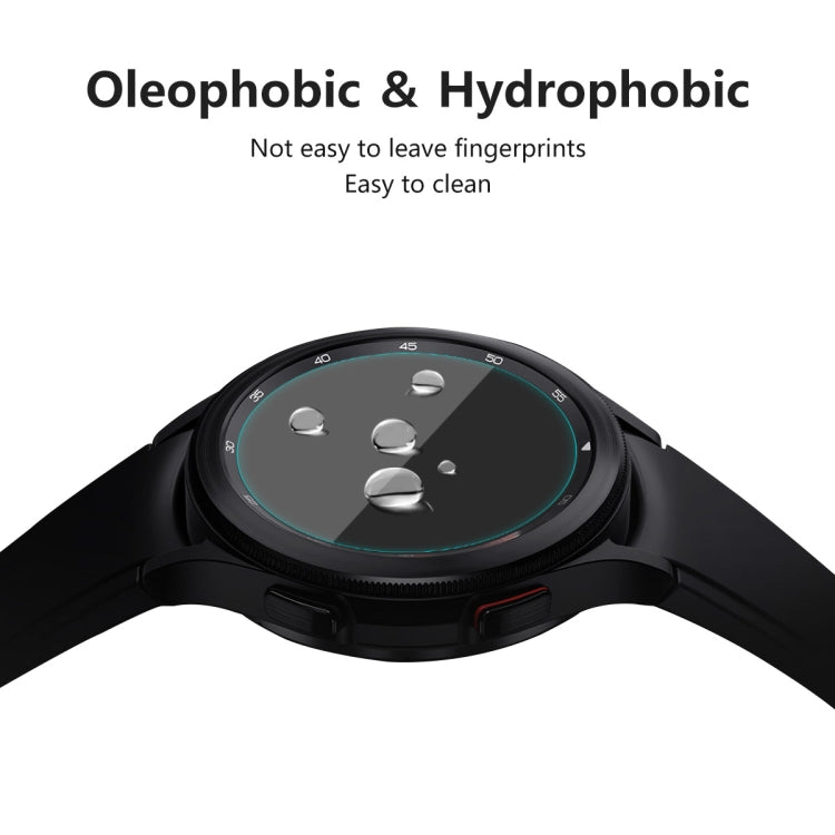 Black smartwatch face with oleophobic and hydrophobic screen protector coating