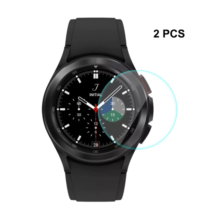 Black smartwatch with curved tempered glass screen protector, 2 PCS option shown