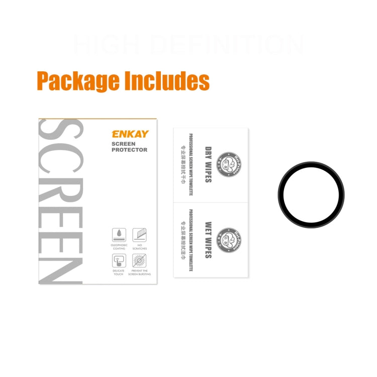 Screen protector package with multiple round film pieces and installation guide