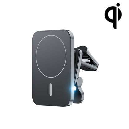 Black magnetic wireless car air-vent charger mount bracket with LED glow