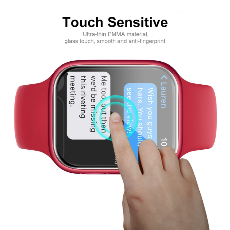Touch-sensitive Apple Watch 45mm screen protector film with smooth glass surface