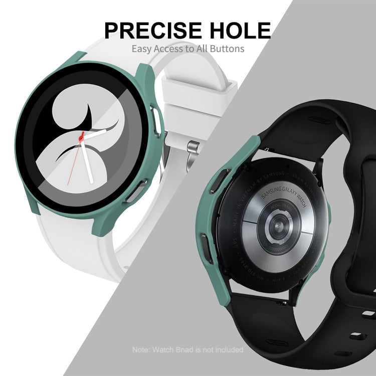 Green and white PC frame with tempered glass screen protector for smartwatch buttons