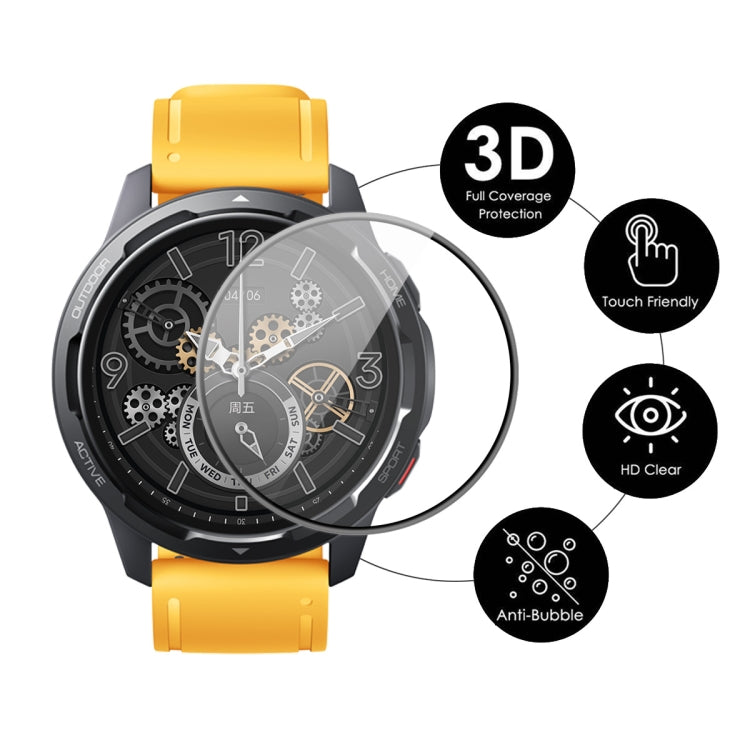 3D full coverage clear screen protector film on yellow-banded smartwatch